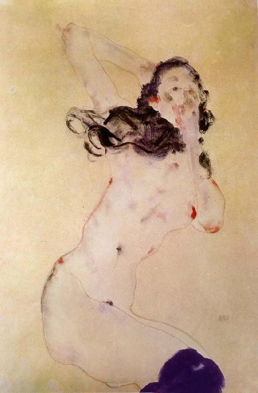 Egon Schiele Female Nude with Blue Stockings oil painting picture